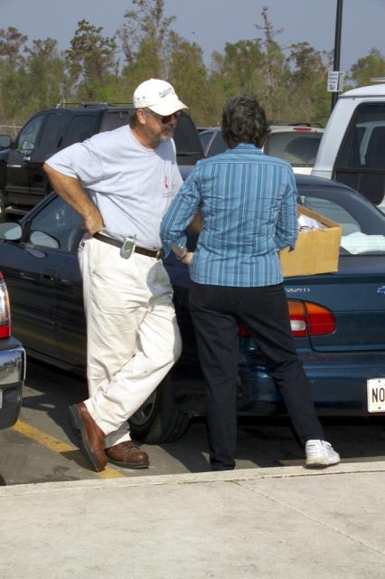 Terry comforts and prays with a resident of Chalmette 