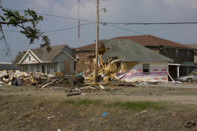  This house was destroyed as it floated down the street in Chalmette 