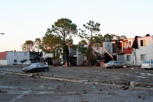 An apartment complex after the storm 