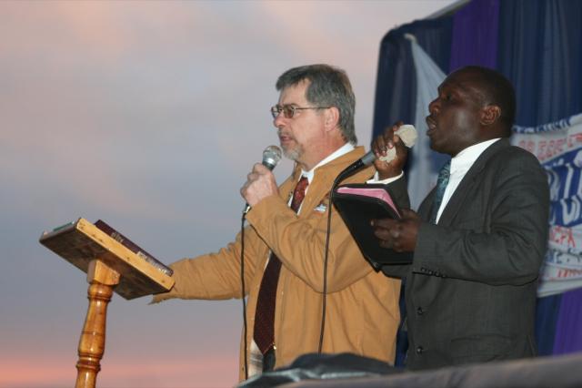 Pastors Terry and Solomon bring the Word of God to the people of Eldoret