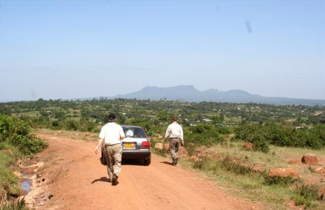 Because of road conduction on the way to Homa-Bay we had to get out the car and walk 