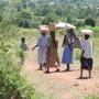 The woman of Homa-bay start making their way home carrying a weeks worth of food for their families 