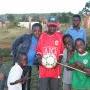 The best gift ever a new football (soccer) ball donated by Waynesburg University and Head Woman's Soccer Coach Jim Rue 
