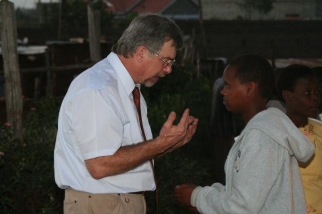 Pastor Terry speaks with Mary Wamboi trying to give her the hope of Christ 