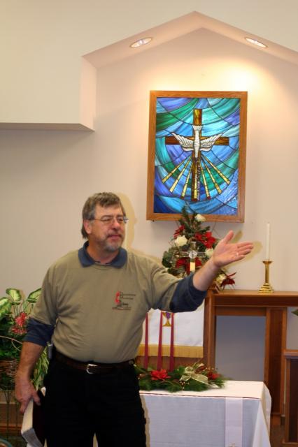  Terry conducting our evening devotion in Knoxville TN (our midway point). 