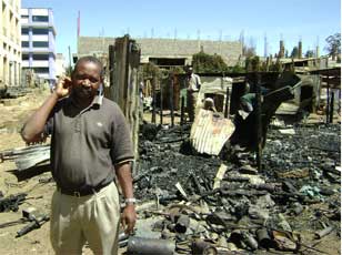 Pastor in Eldoret. A Kikuyu by tribe. He is pondering on what to do next after his small hotel has burnt down 6 Jan 08. Photo by Amani
