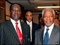 Kofi Annan and ODM Raila Odinga in Niarobi
